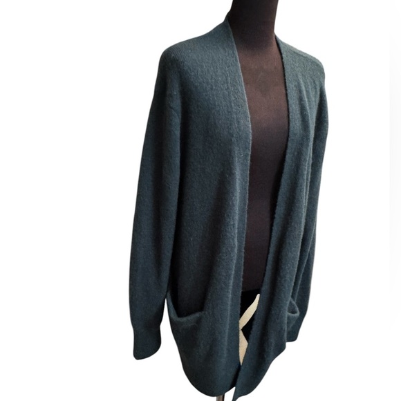 MERINO MADEWELL KENT Alpaca Open Front Green Cardigan Pockets Slouchy Soft SZ S - Picture 10 of 17
